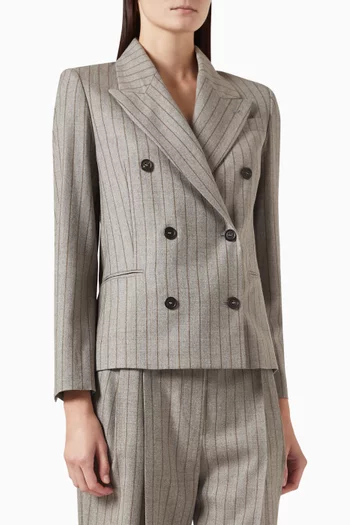 Chalk Stripe Blazer in Virgin Wool Mouliné