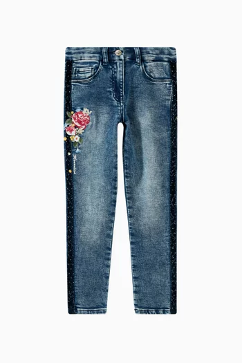 Embroidered Jeans in Stretch Denim