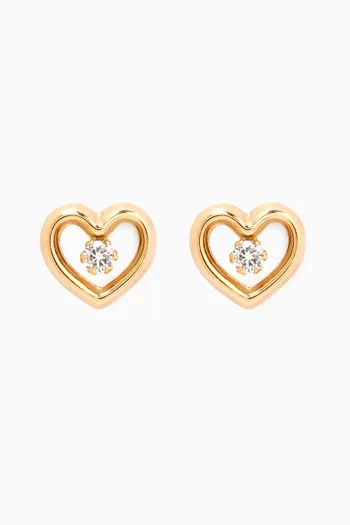 Heart Stud Earrings in 18kt Yellow Gold