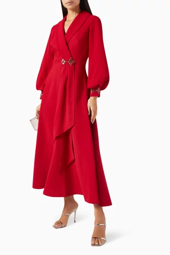 Puffed-sleeve Maxi Dress