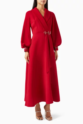 Puffed-sleeve Maxi Dress