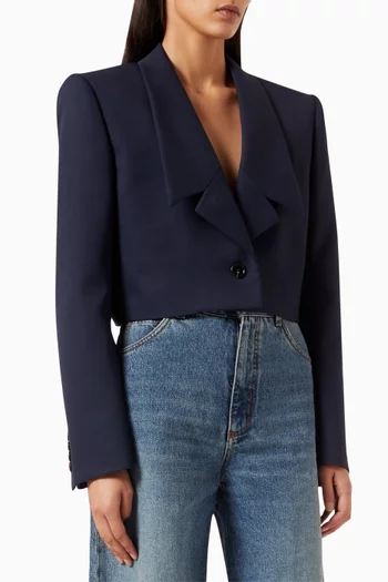 Spencer Cropped Blazer in Virgin Wool