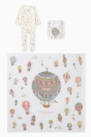 Hot Air Balloon 3-piece Gift Set in Cotton