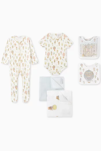 Hot Air Balloon & Monceau Mansion 6-piece Gift Set in Cotton