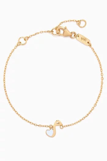 Arabic Letter 'Meem' Heart Charm Bracelet in 18kt Yellow Gold