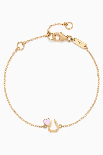 Arabic Letter 'Noon' Heart Charm Bracelet in 18kt Yellow Gold