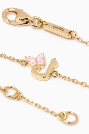 Arabic Letter 'Lam' Butterfly Charm Bracelet in 18kt Yellow Gold