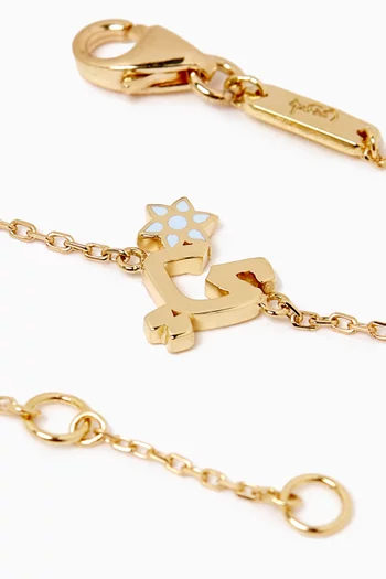 Arabic Letter 'Yaa' Flower Charm Bracelet in 18kt Yellow Gold