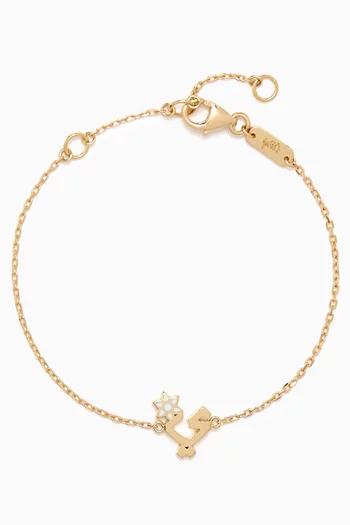 Arabic Letter 'Yaa' Flower Charm Bracelet in 18kt Yellow Gold