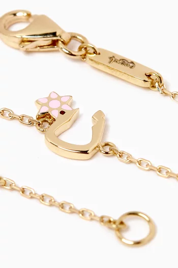 Arabic Letter 'Noon' Flower Charm Bracelet in 18kt Yellow Gold