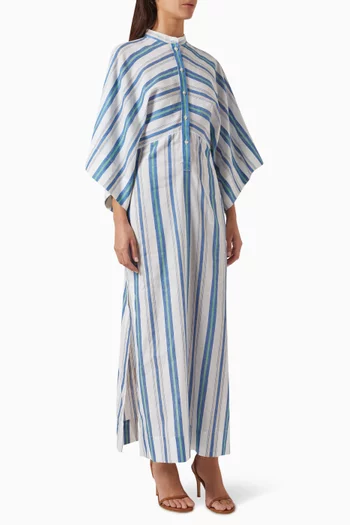 Arezzo Striped Maxi Dress in Linen-cotton