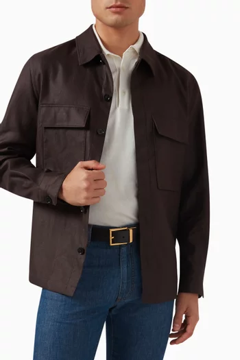 حزام أستروي بوجهين جلد حبيبي