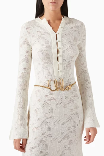 Logo Chain Belt in Gold-tone Brass