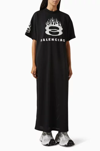 Burning Unity T-shirt Maxi Dress in Striped Mesh