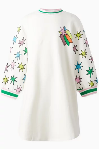 Star Print Sweatshirt Dress in Cotton
