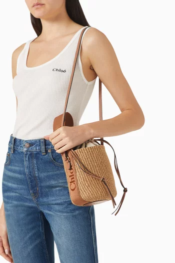 حقيبة وودي صغيرة بتصميم سلة منسوجة