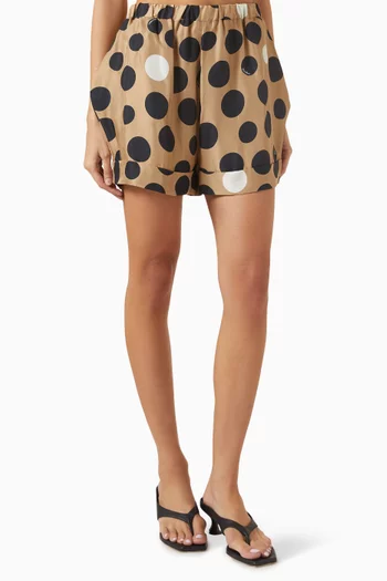 Polka-dot Shorts in Silk Twill