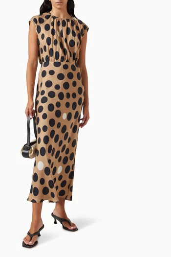 Juglas Printed Midi Dress in Silk-twill