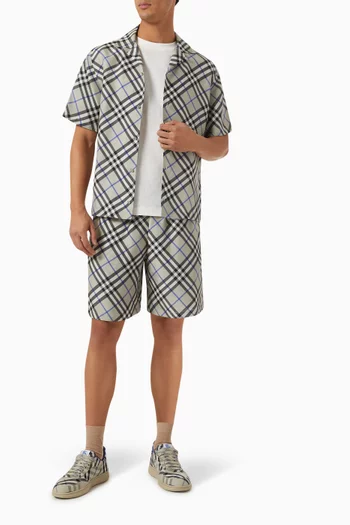 Check Oversized Shirt in Silk Poplin