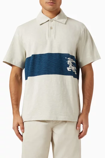 Equestrian Knight Embroidery Polo Shirt in Cotton-jersey