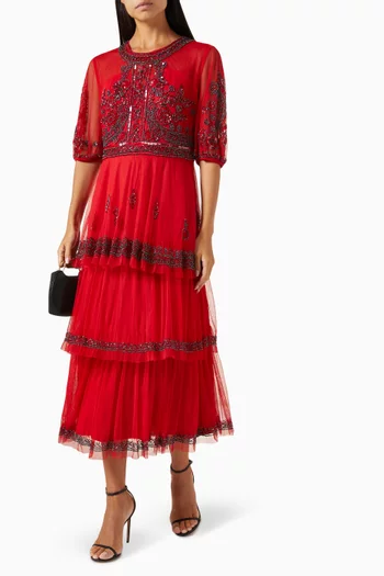 Bead-embellished Midi Dress