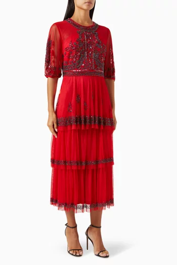 Bead-embellished Midi Dress
