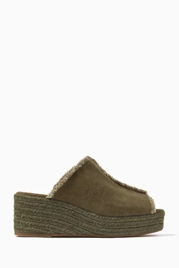 Espadrille Clogs in Canvas & Raffia