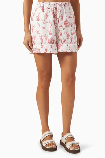 Printed Elasticated Shorts in Cotton