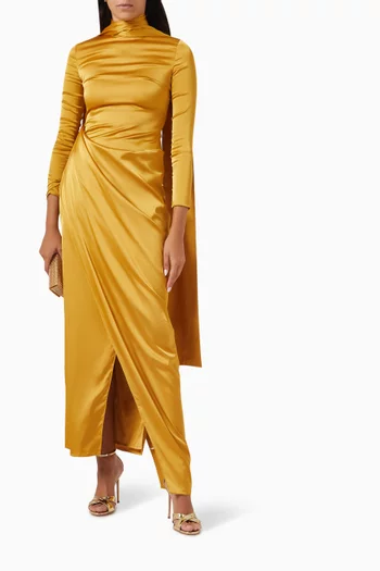 Long-sleeve Scarf Maxi Dress