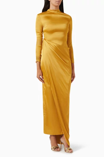 Long-sleeve Scarf Maxi Dress