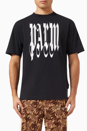 Gothic Logo Print T-shirt in Cotton