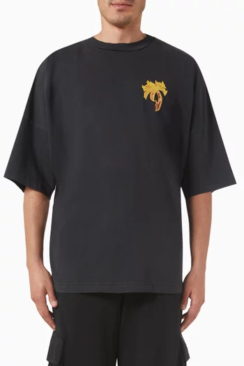 Burning Palm Oversized T-shirt in Cotton-jersey
