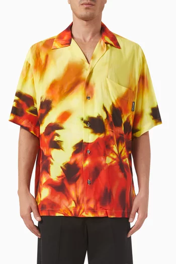 Palms on Fire Printed Shirt in Viscose