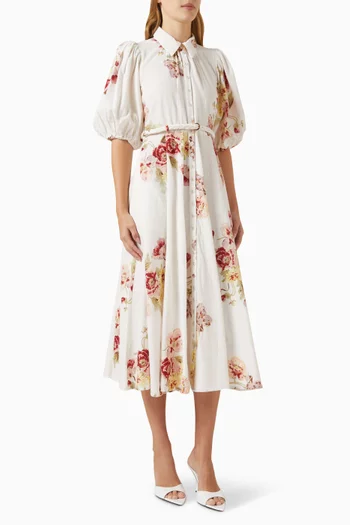 Floral-print Dress in Cotton-blend
