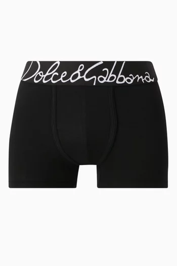 Script Logo Boxer Shorts in Stretch Cotton
