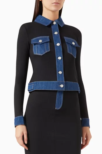 بلوزة بقصة ضيقة جيرسيه ودينم