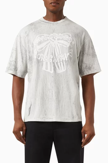 تي شيرت بنقشة بلاستر قطن