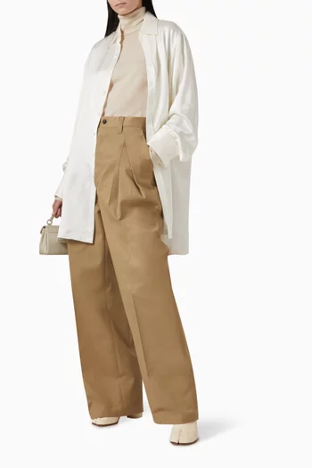 Long Button-up Shirt in Silk Satin