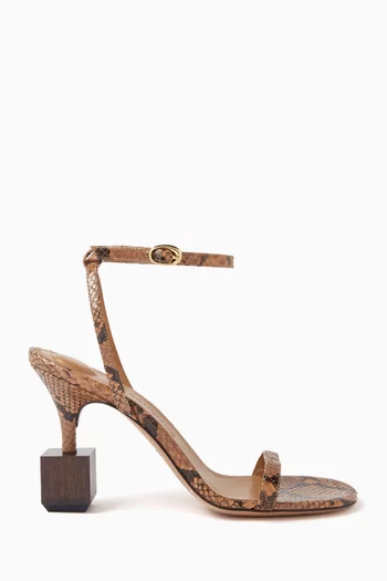 Les Bisou Sandals in Python-print Leather