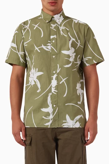 Tropical Print Shirt in Poplin