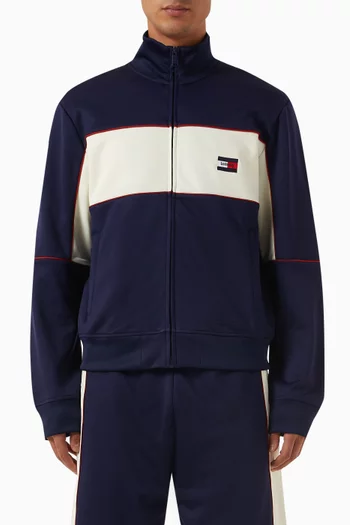 Colour-block Zip Sweatshirt in Cotton-blend