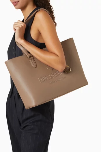 Love Embossed Tote Bag in Leather