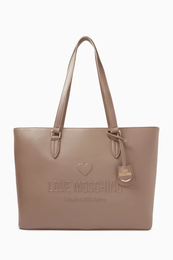 Love Embossed Tote Bag in Leather