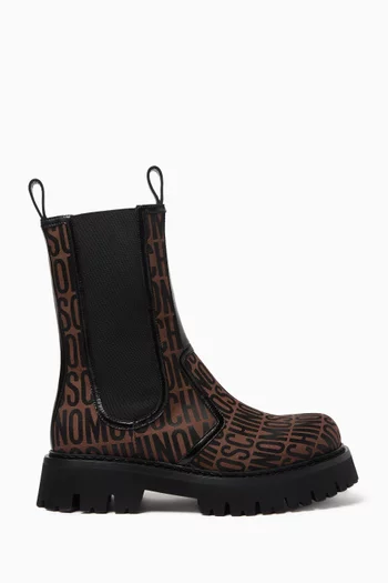 Pull Tab Boots in Logo Jacquard