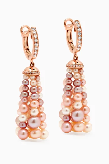 Bahar Tassel Pearl & Diamond Earrings in 18kt Rose Gold