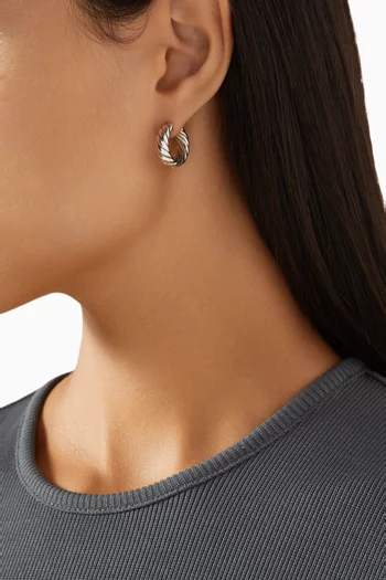 Sculpted Cable Hoop Earrings in Sterling Silver