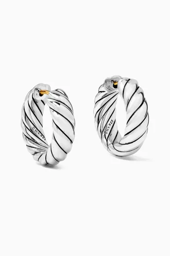 Sculpted Cable Hoop Earrings in Sterling Silver