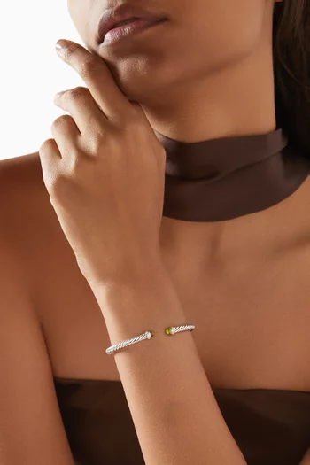 Cablespira® Peridot & Diamond Flex Bracelet in Sterling Silver