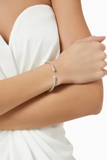 Cablespira® Pearl & Diamond Flex Bracelet in Sterling Silver