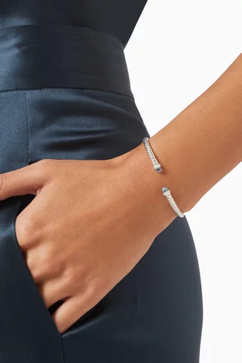 Cablespira® Topaz & Diamond Flex Bracelet in Sterling Silver